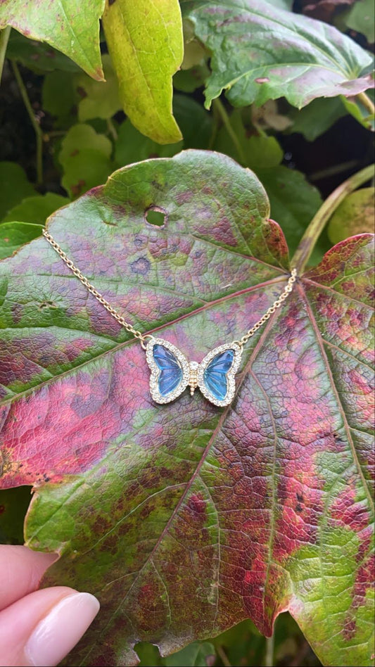 Blue Butterfly Necklace