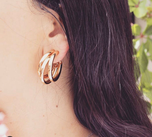 Tri Gold Hoops