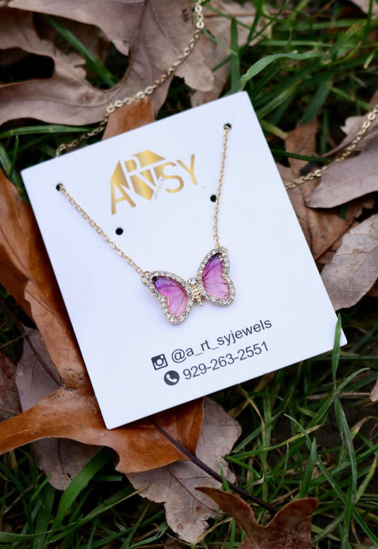 Purple Butterfly Necklace